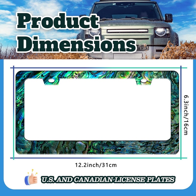 TINALUIN Faux Abalone License Plate Frame Funny Stainless Steel License Plate Holder for Front or Rear Car Tags for Car Decoration Accessories Rust-Proof with Screws 6.3 X 12.2 in for Women Men - Image 3